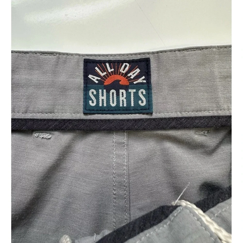 Faherty All Day Flat Front Shorts Mens Size 40 Gray Casual Drawstring **FLAW**